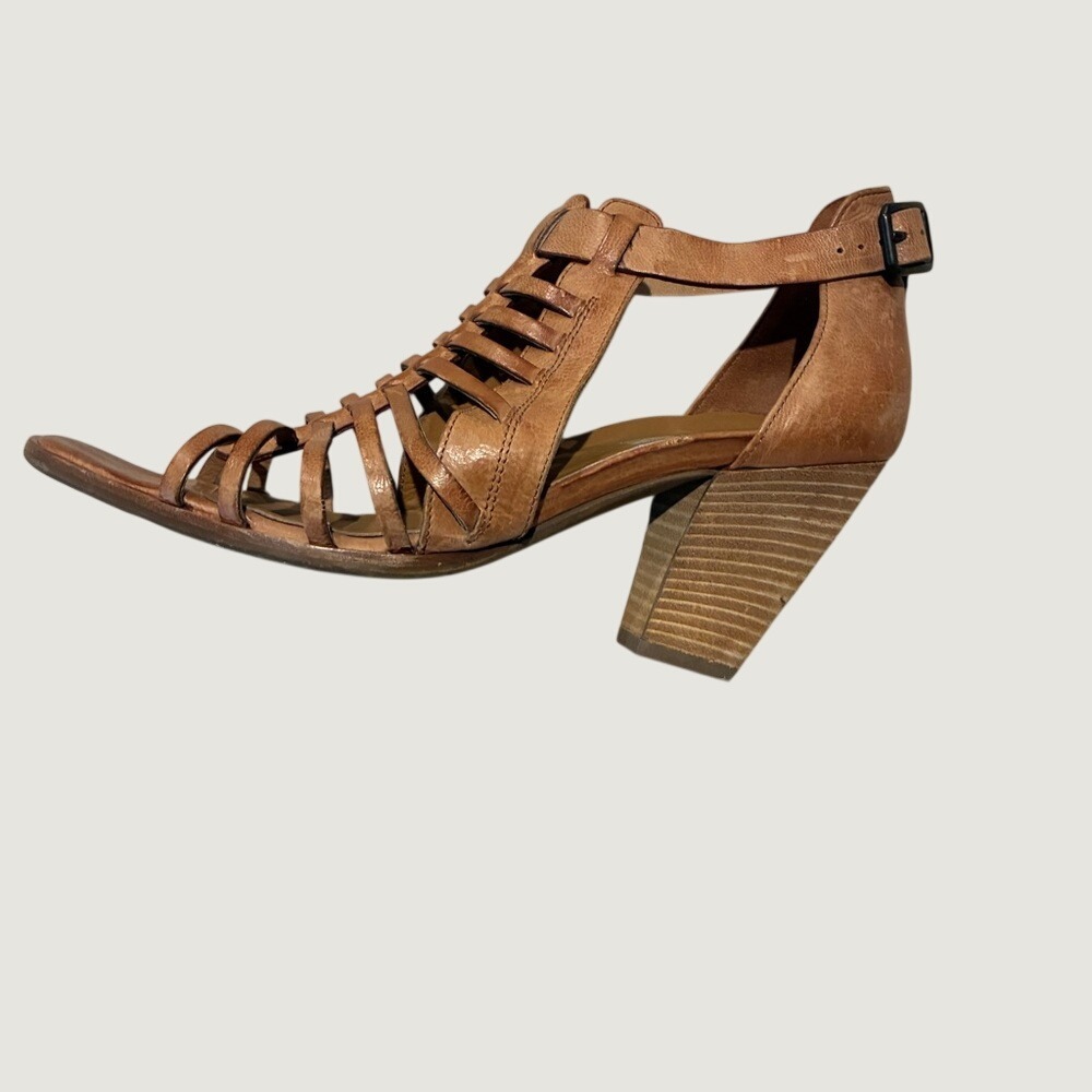 Paul Green Brown Leather Christy Heel Strappy Block Heel Design Sz 9.5 / UK 7 - Picture 10 of 13